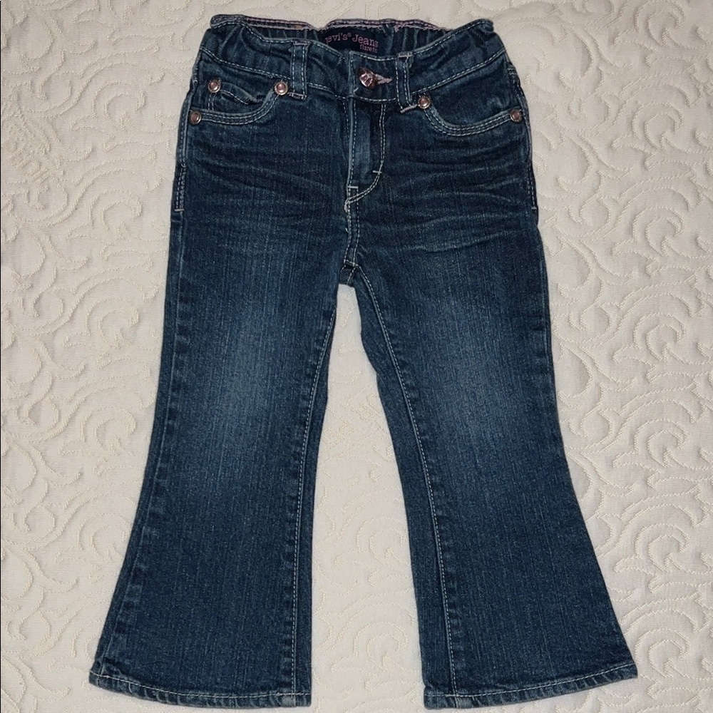 Levi’s Pink Button Embellished Flare Stretch Jeans
